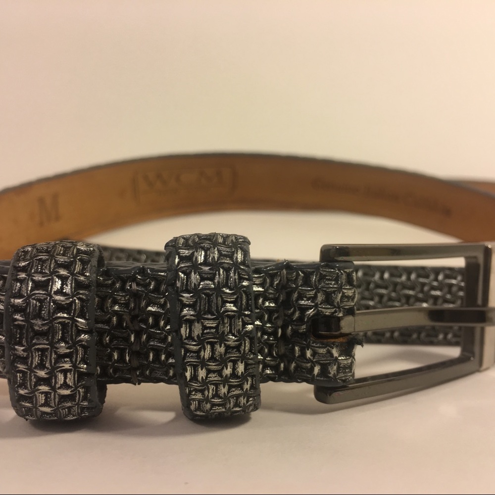WCM New York Vintage Texture Metallic Leather Belt